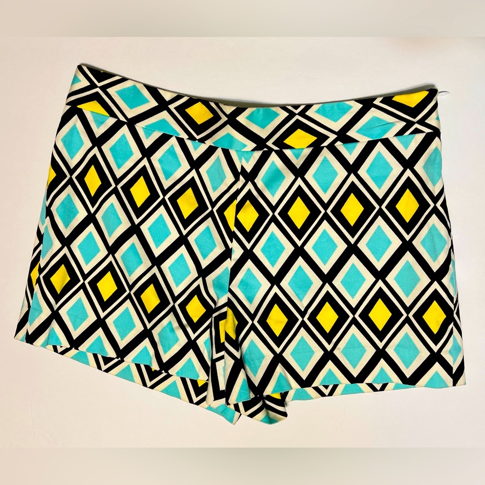 Leona Shorts by Lauren Leonard Diamond Pattern  Black/White/Yellow/Blue Size 2